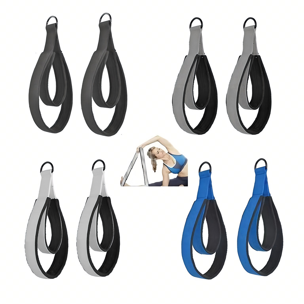 Pilates Ankle Strap - ダブルリング弾性ヨガピラティスベッドエクササイズアクセサリーアンクルバックルピラティスストレッチストラップ抵抗バンド弾性コード