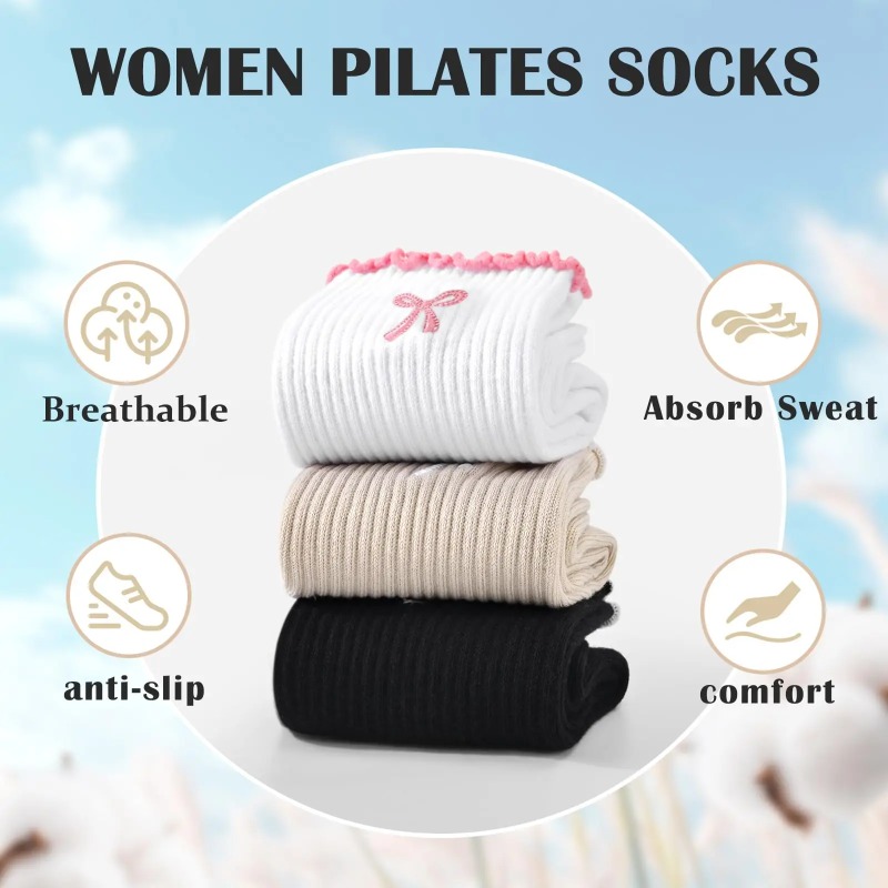 Pilates Is Yoga - プロフェッショナルヨガソックス、コットンストラップシリコン滑り止めピラティスフィットネスダンスフロアソックス