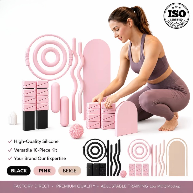 Pilates Yoga Combined - ウェイトバー、シリコンダンベル、ヨガマット、ホームジムフィットネスセット、自由に組み合わせられるピラティスセット、エクササイズセット
