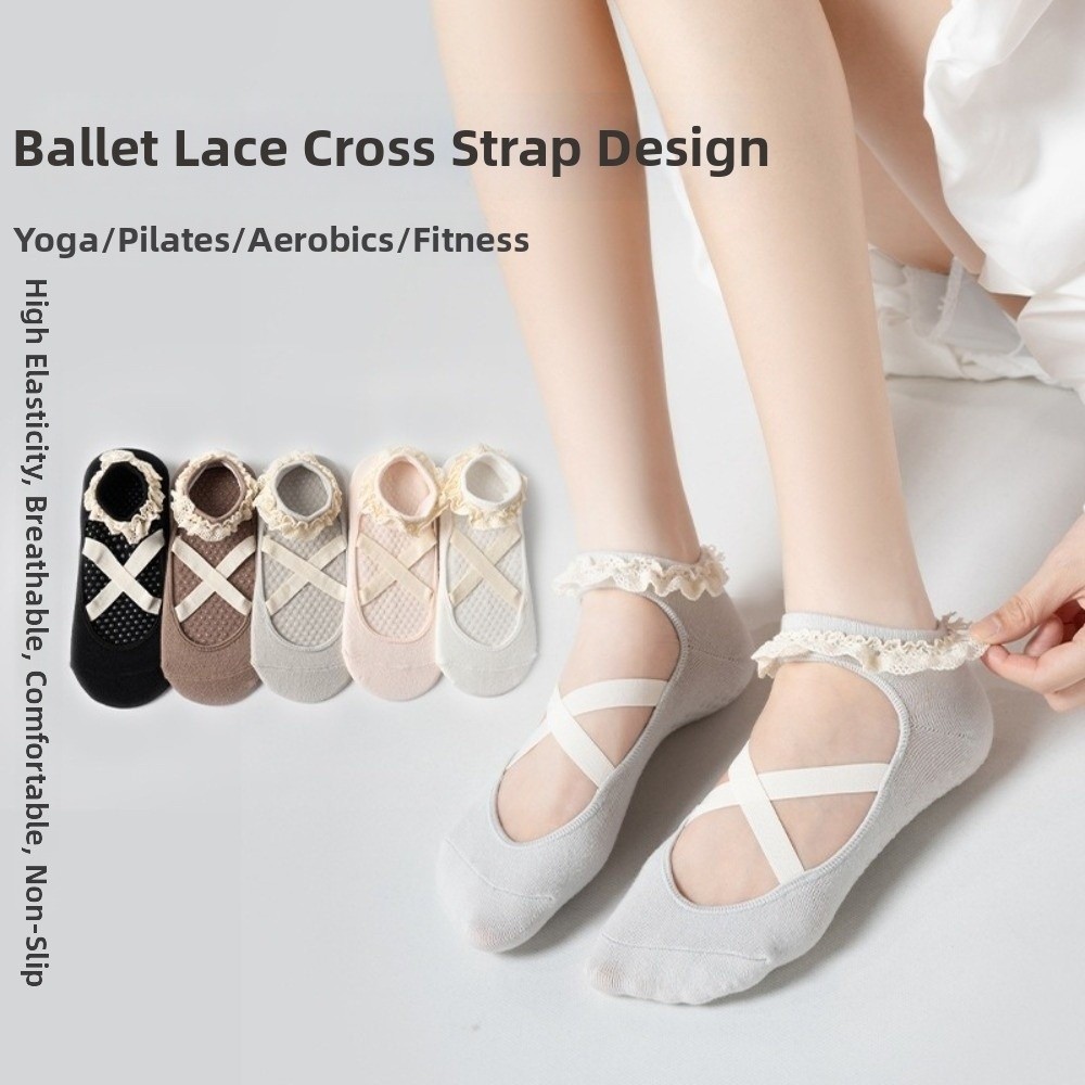 ギフト用ノンスリップヨガソックス、レーストリム、通気性のある - Pilates Ankle Strap のレビューと価格