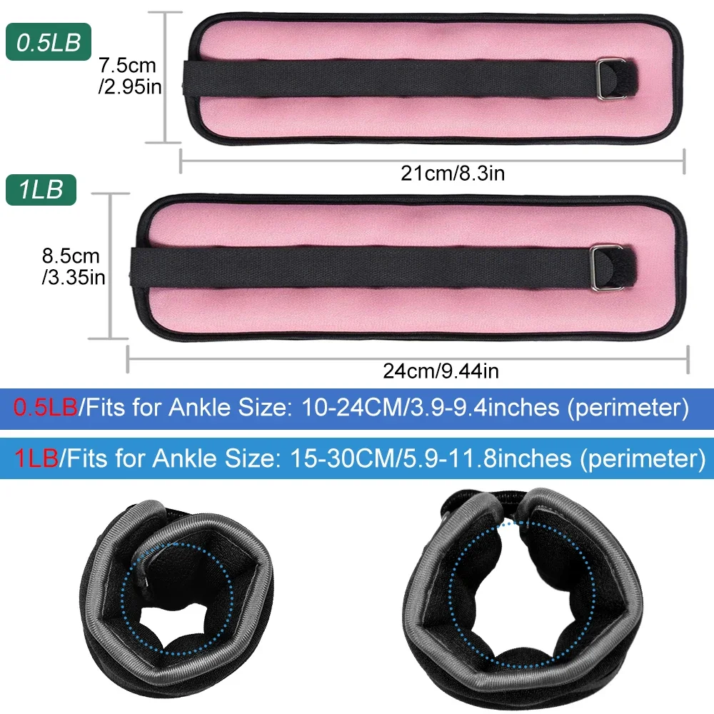 男女兼用調整可能な足首＆手首ウェイト（0.5kg/1kg）- - Pilates Ankle Strap のレビューと価格