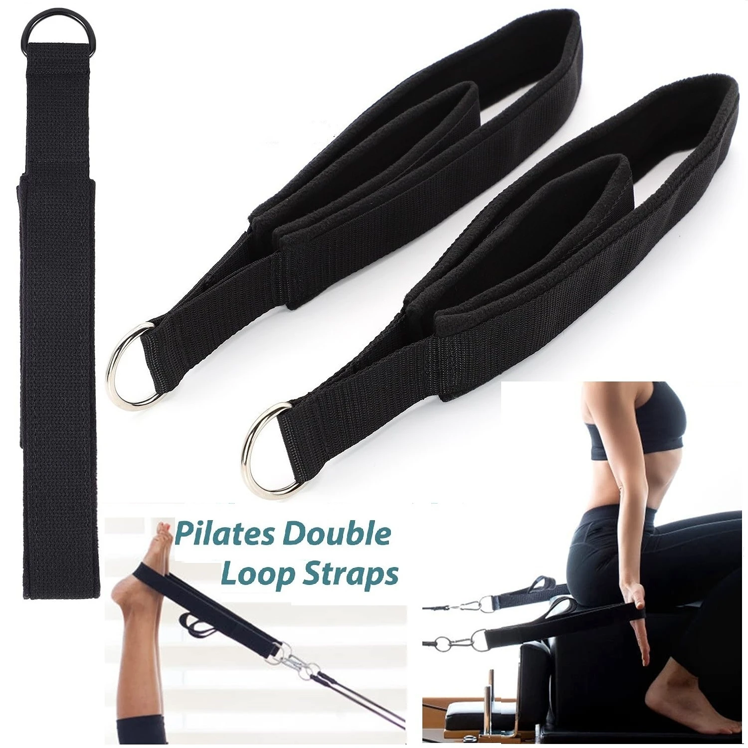 ダブルリング弾性ヨガピラティスベッドエクササイズアクセサリー - Pilates Ankle Strap のレビューと価格