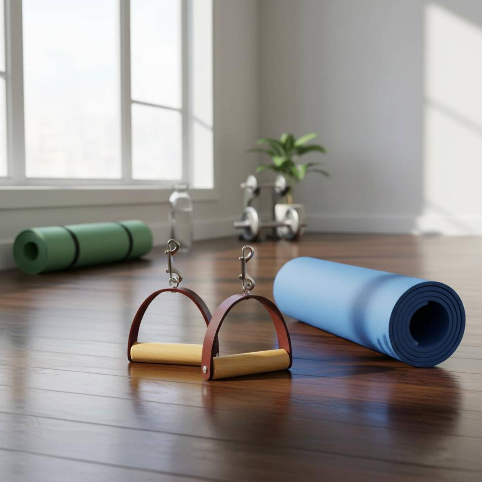 2個セット ピラティス レザーハンドル 木製グリップ 金属ク - Pilates & Yoga Knokke のレビューと価格