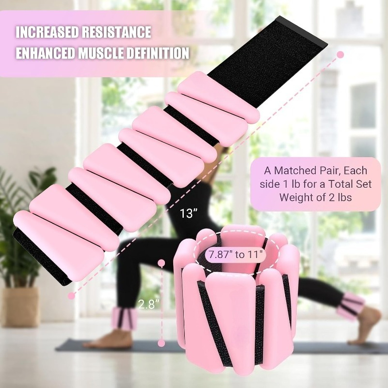 女性用リストアンクルウェイト、調整可能なシリコンウェイト2個 - Pilates Ankle Strap のレビューと価格