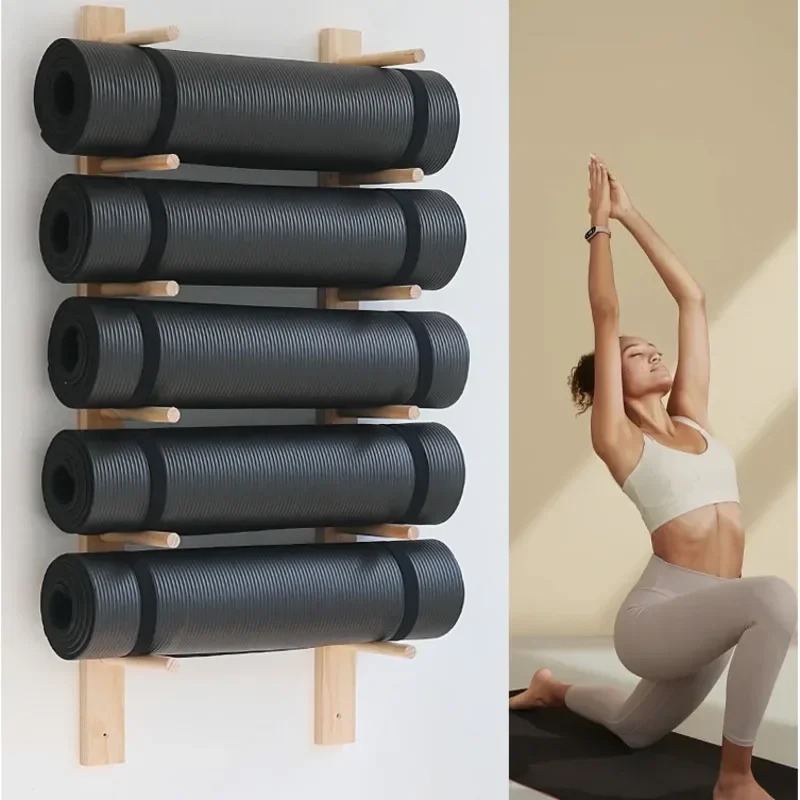 無垢材ヨガマット収納オーガナイザー フィットネス機器 ウォー - Pilates Yoga Room のレビューと価格