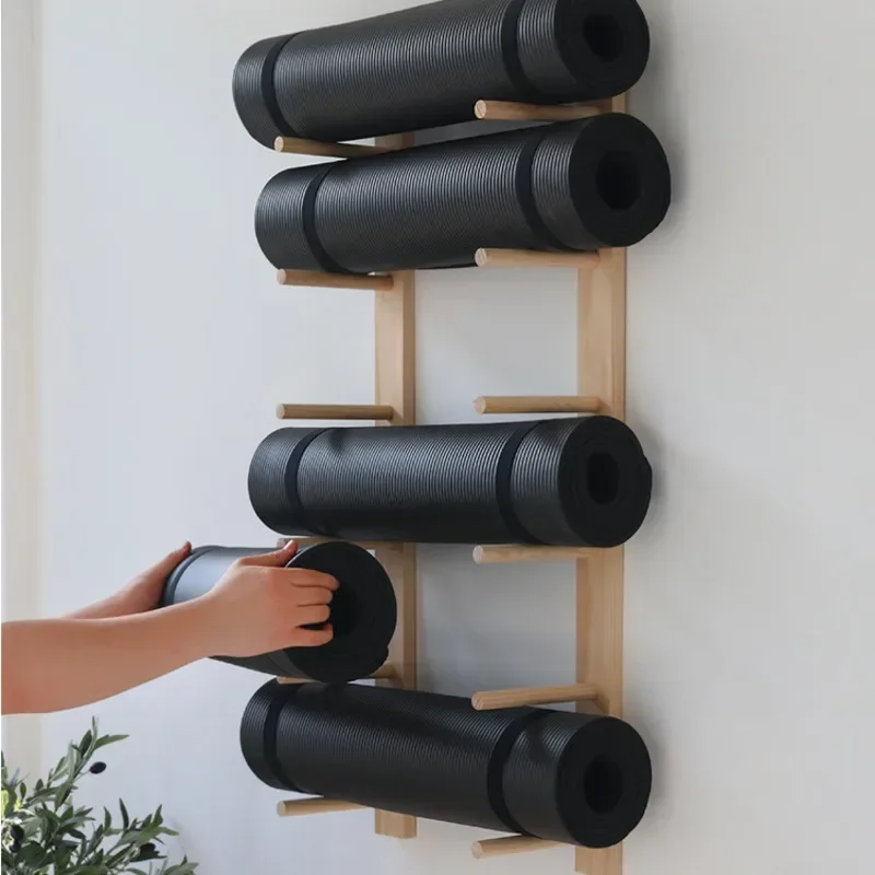 無垢材ヨガマット収納オーガナイザー フィットネス機器 ウォー - Pilates Yoga Room のレビューと価格