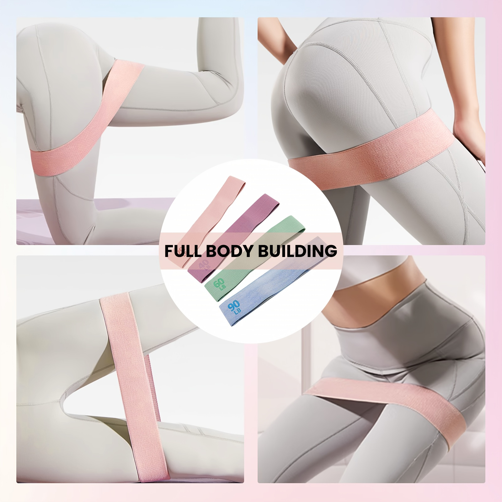 4本セットのレジスタンスバンド - 滑り止め加工、体幹トレー - Pilates Yoga Combined のレビューと価格