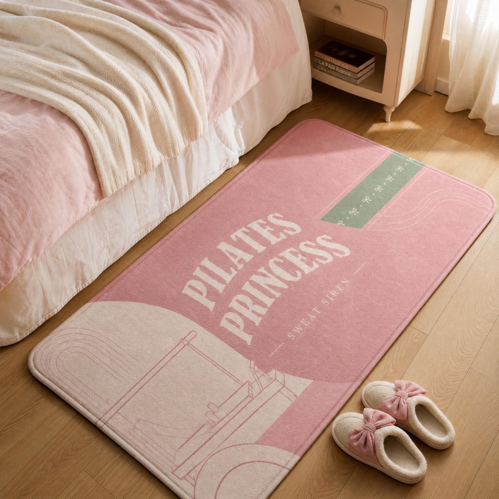 ソフトフランネル長方形フロアラグピンクピラティスアートプリン - Pilates Yoga Room のレビューと価格