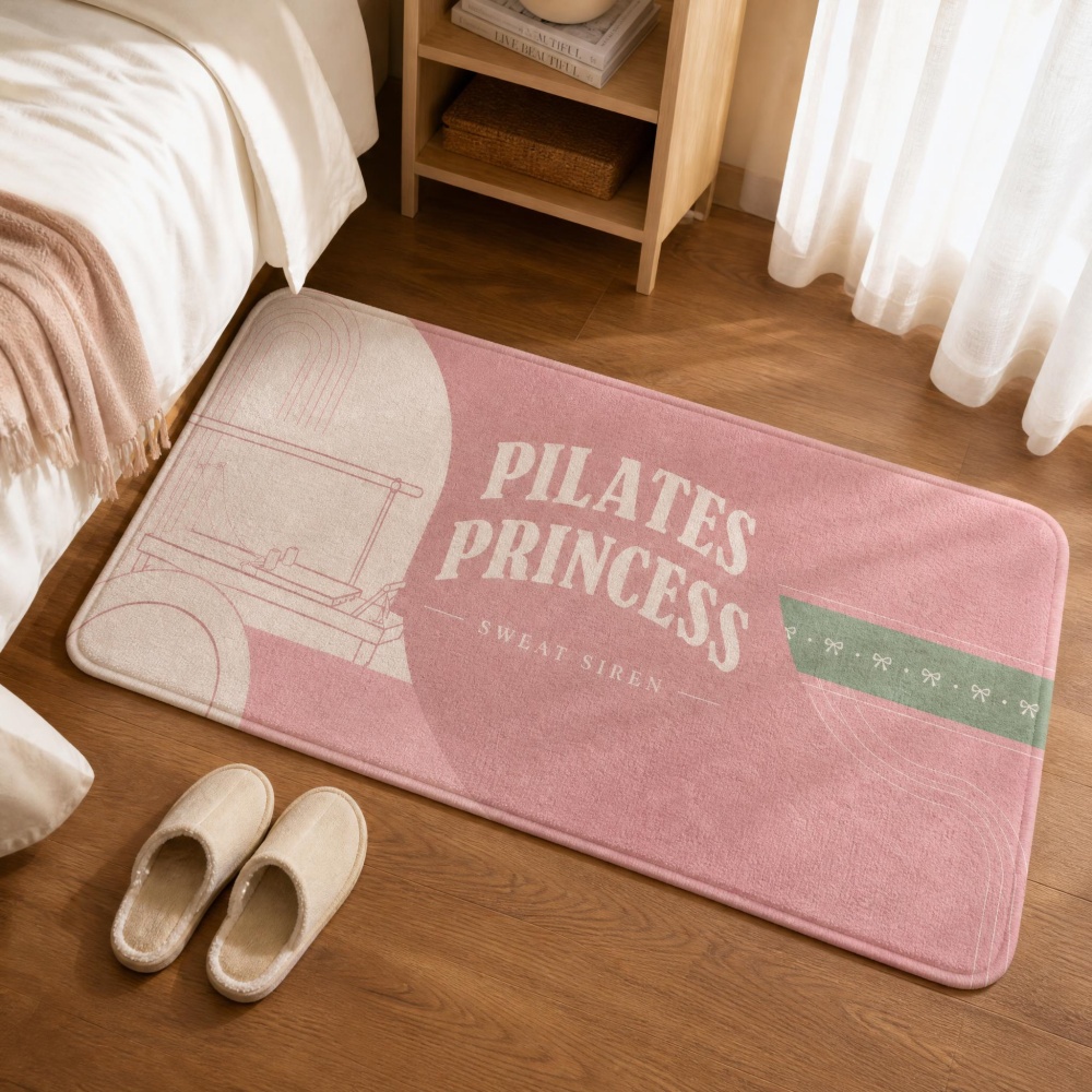 ソフトフランネル長方形フロアラグピンクピラティスアートプリン - Pilates Yoga Room のレビューと価格
